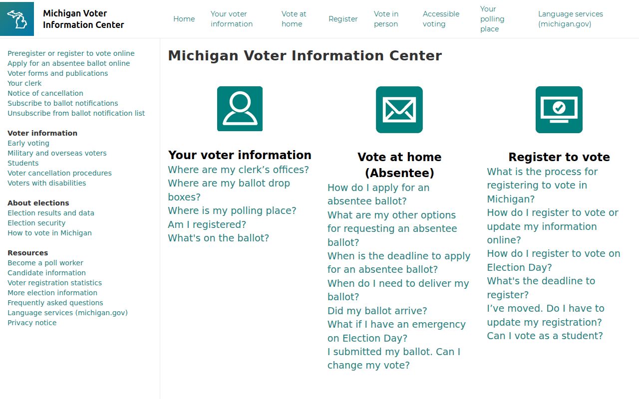 Pontiac resident lookup Michigan voter self-check interface