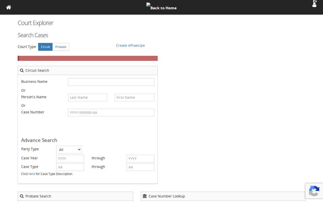 Pontiac resident lookup Court Explorer search controls